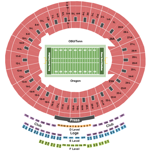 Rose Bowl Stadium Rose Bowl Seating Chart